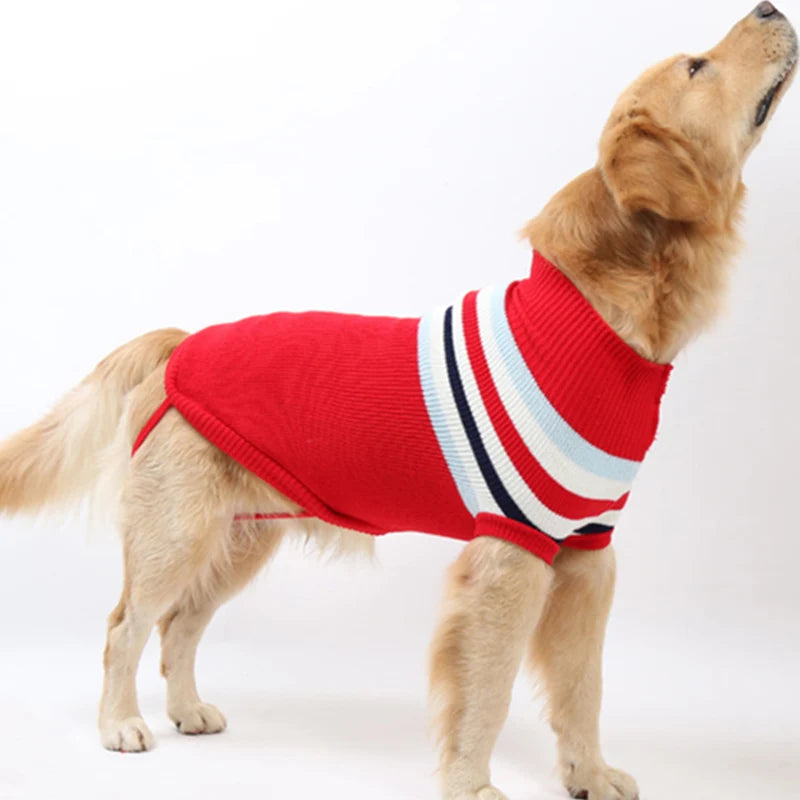 Stripe Big Dog Sweater Winter Warm Pet Clothes for Small Large Dog Chihuahua Golden Retriever Coat Puppy Suit Dogs Pets Clothing
